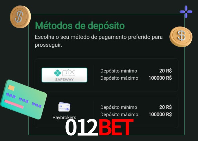O cassino 012Bet oferece uma grande variedade de métodos de pagamento